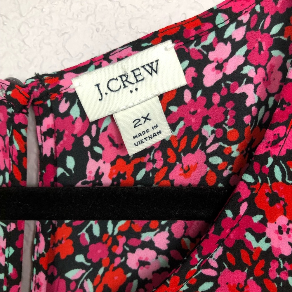 J Crew Factory  Women’s Floral Green Pink Print Long Sleeves Size 2X - Picture 4 of 10